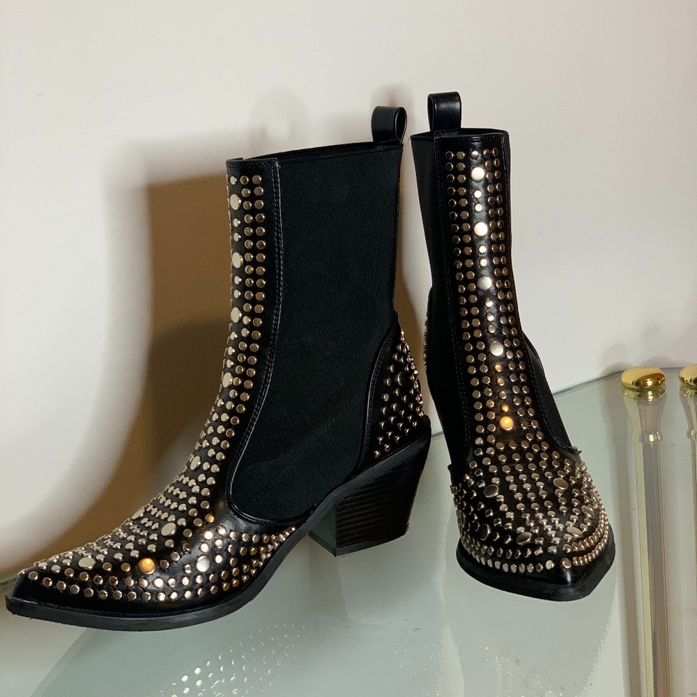Silver Studded "Chelsea" Booties